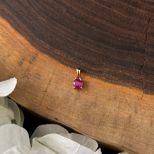 Ruby Round 14k Faceted Vermeil Gold Pendant