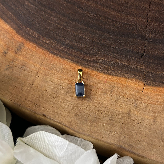 Sapphire Rectangle Faceted 14k Vermeil Gold Pendant