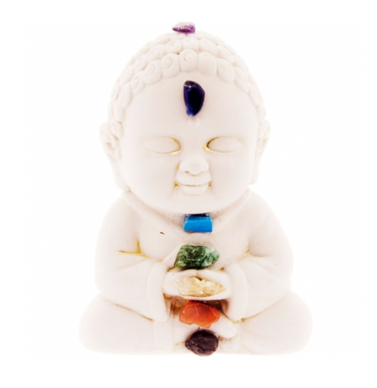 Gypsum Buddha Figurine - Chakras 2.5"