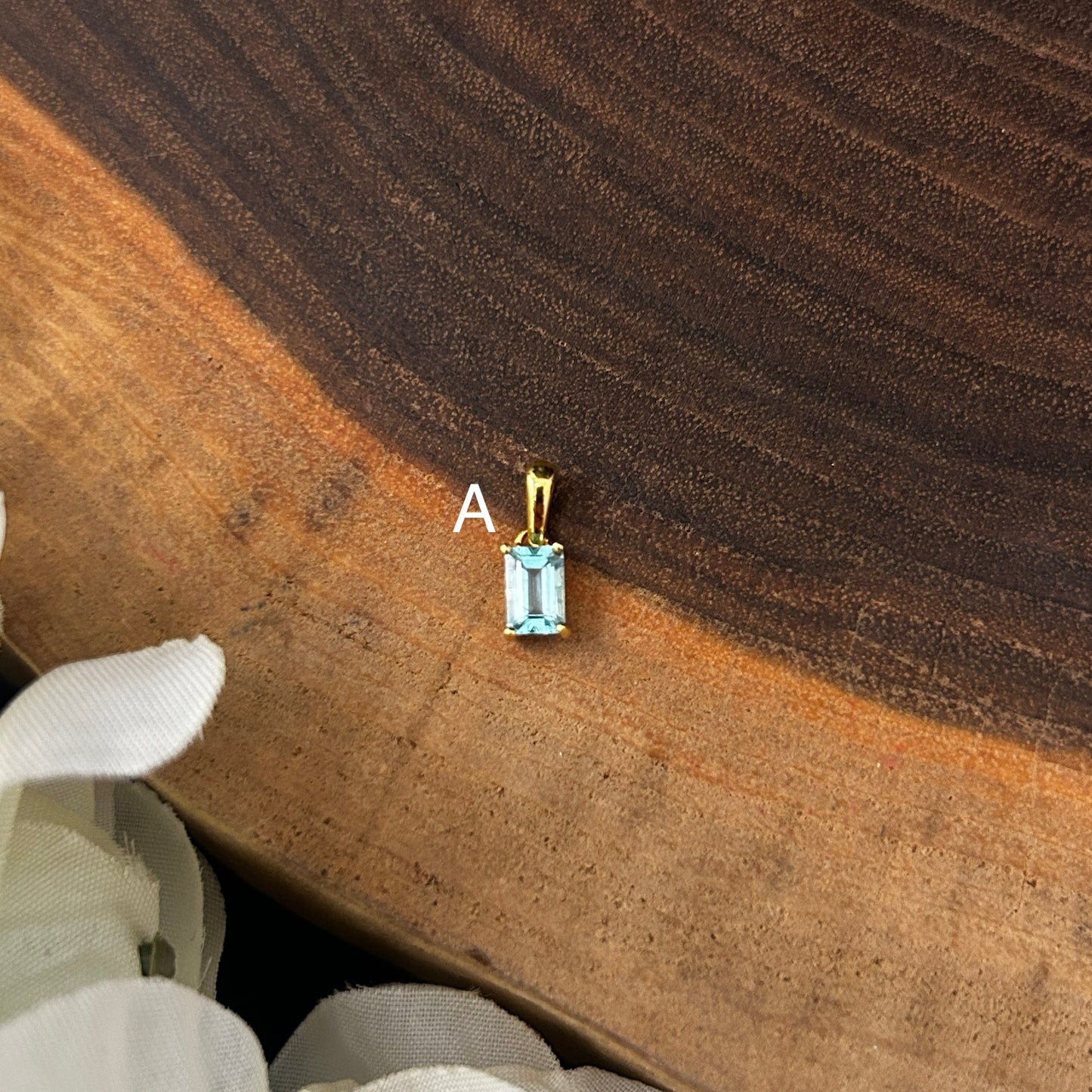 Blue Apatite Rectangle Faceted 14k Vermeil Gold Pendant