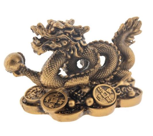 Feng Shui Golden Money Dragon Figurine