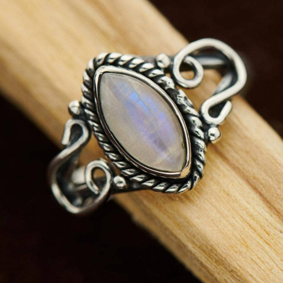 Moonstone Horseshoe Ring Size 7