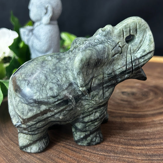 4" Nephrite Jade Elephant Hand Carved