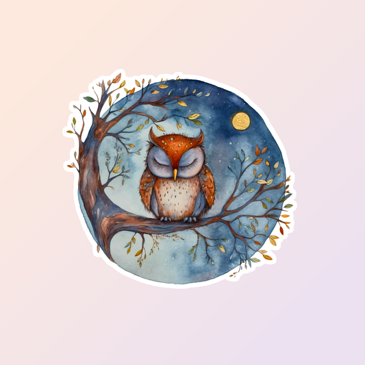 Owl Sticker Night Scene