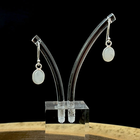 Rainbow Moonstone Elongated Oval Earrings