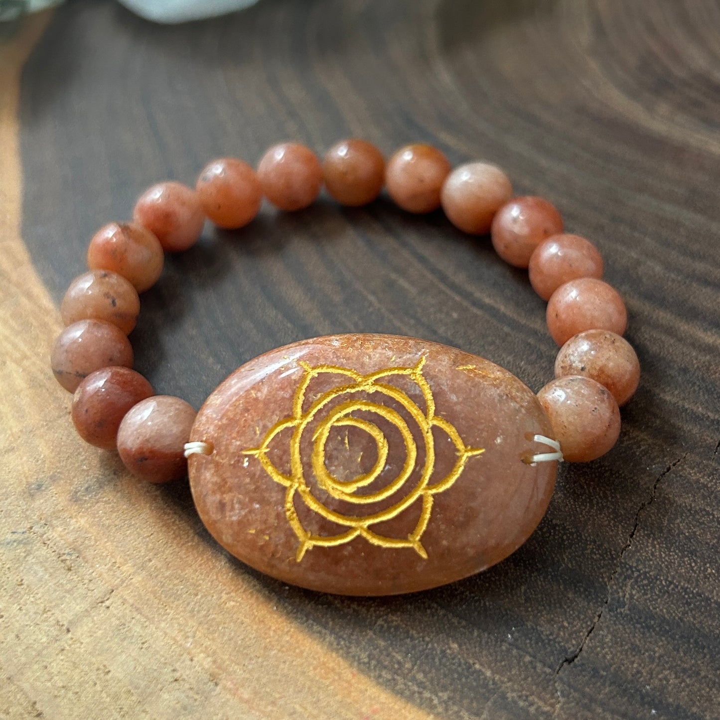 Red Aventurine 8mm Stretch Bracelet w/Chakra Symbol