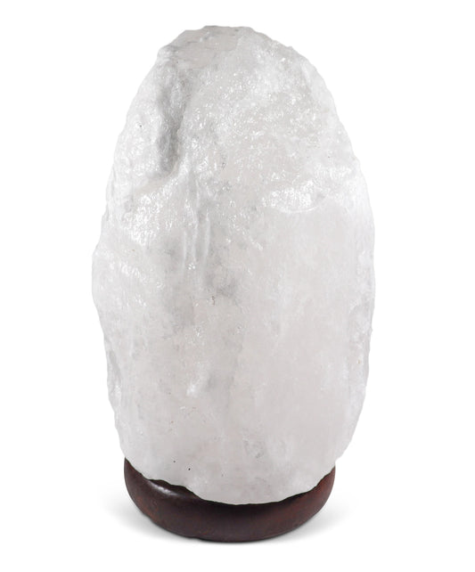 11" White Himalayan Salt Lamp w/Wood Base