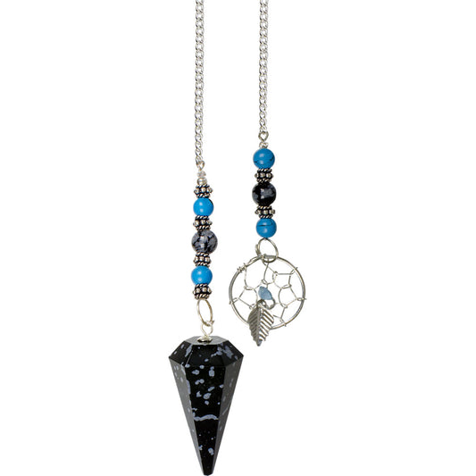 Pendulum - Hexagonal Snowflake Obsidian w/Dreamcatcher