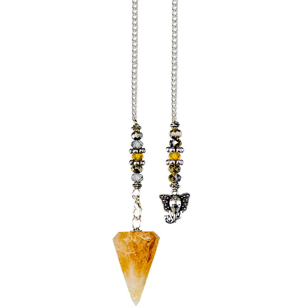 Pendulum - Hexagonal Citrine w/Ganesha