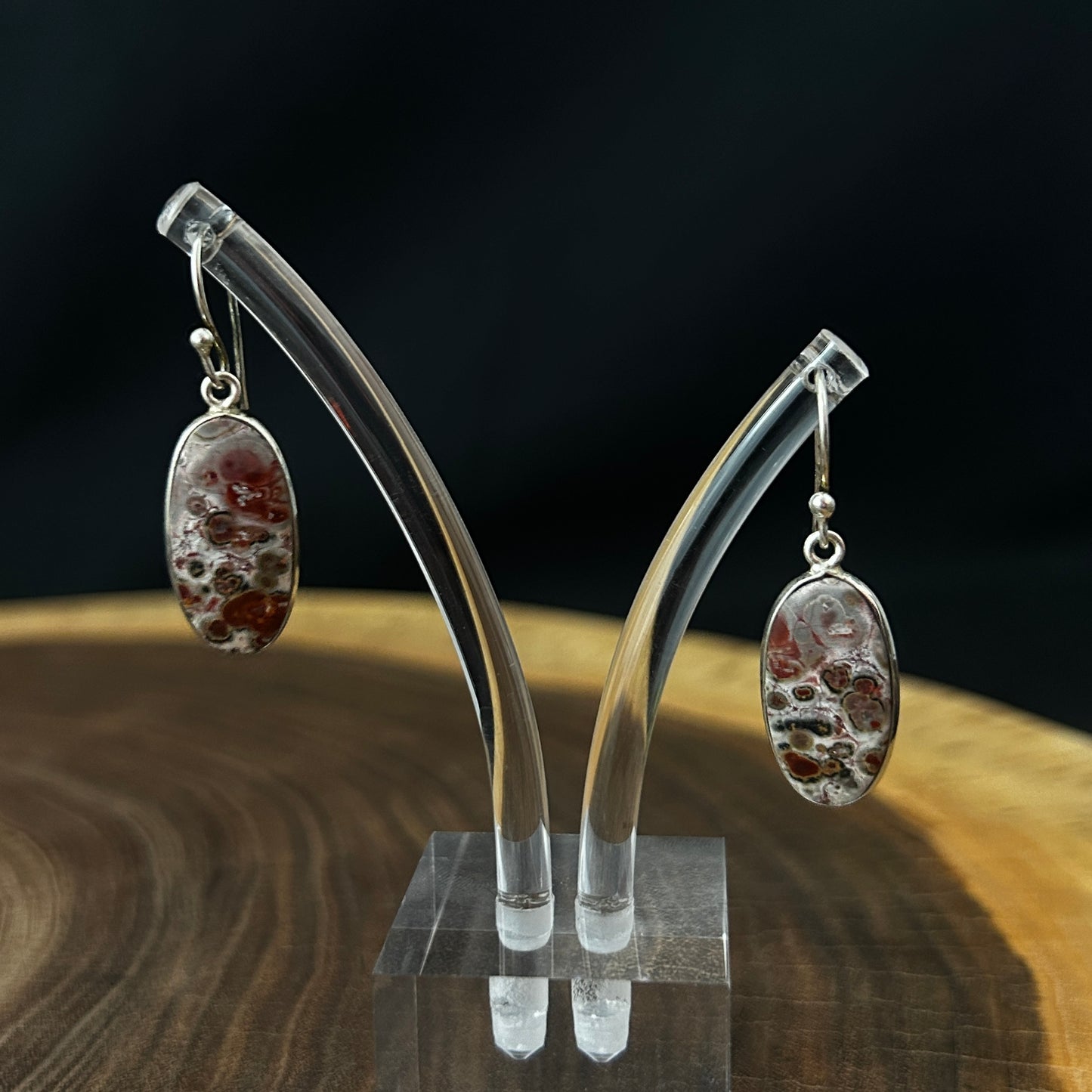 Leopard Skin Jasper Oval Earrings