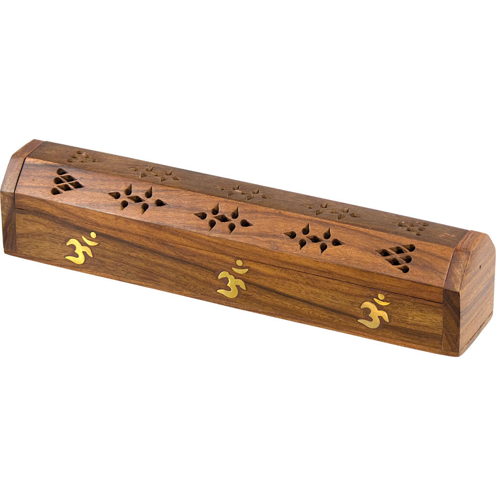 Wood Incense Storage Box - Om