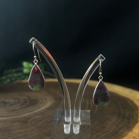 Ruby in Zoisite Drop Earrings