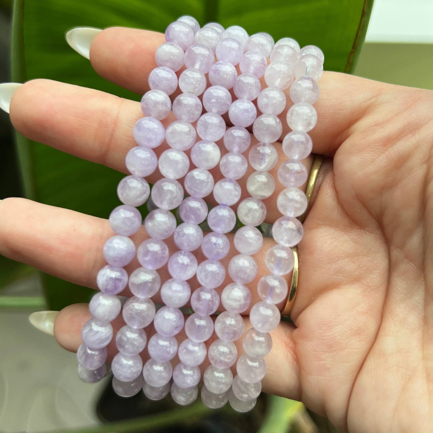 Lavender Jade Crystal Beaded Bracelet