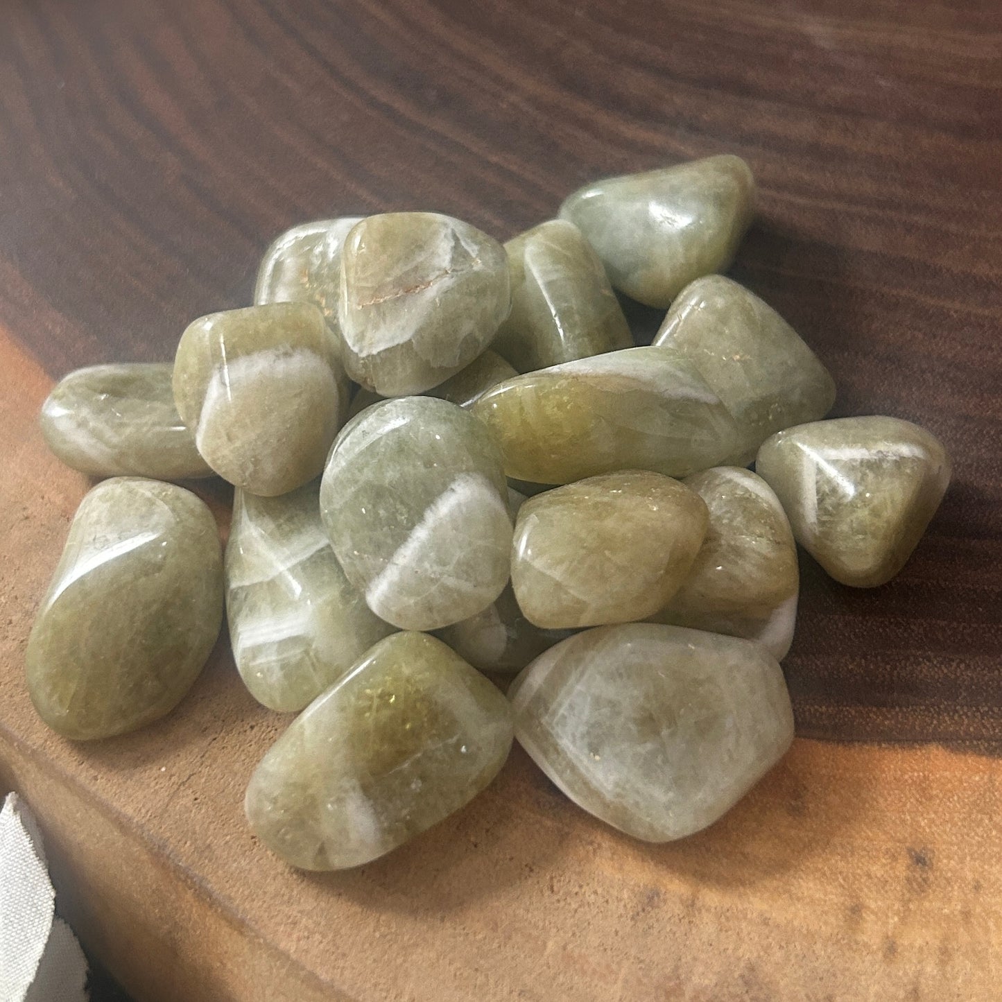 Prasiolite (Green Chevron Amethyst) Tumbled