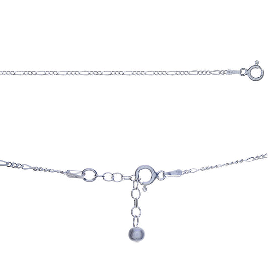 Adjustable Figaro 050 Anklet w/Beads 9"