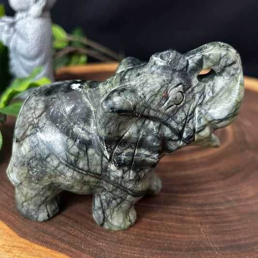 4" Nephrite Jade Elephant Hand Carved