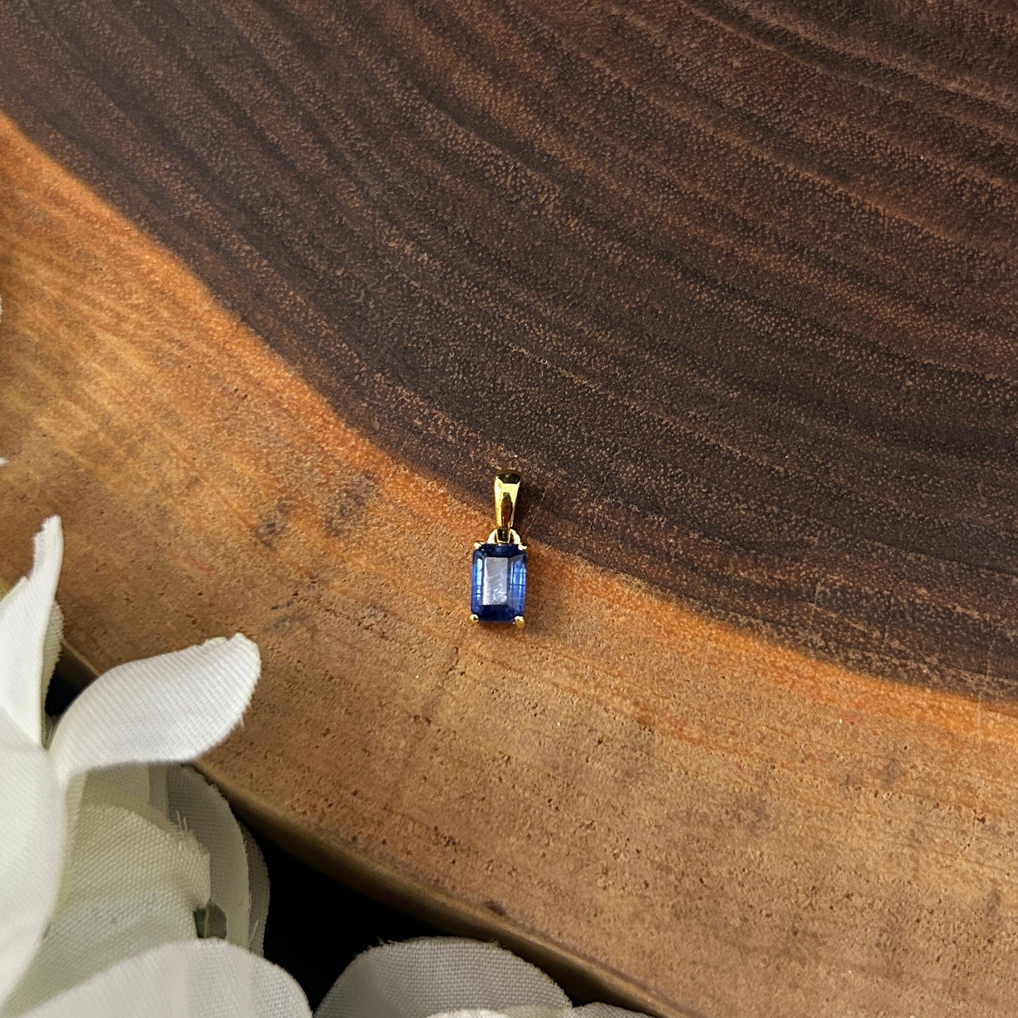 Kyanite Rectangle Faceted 14k Vermeil Gold Pendant