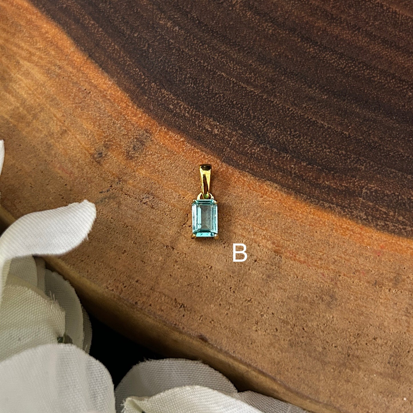 Blue Apatite Rectangle Faceted 14k Vermeil Gold Pendant