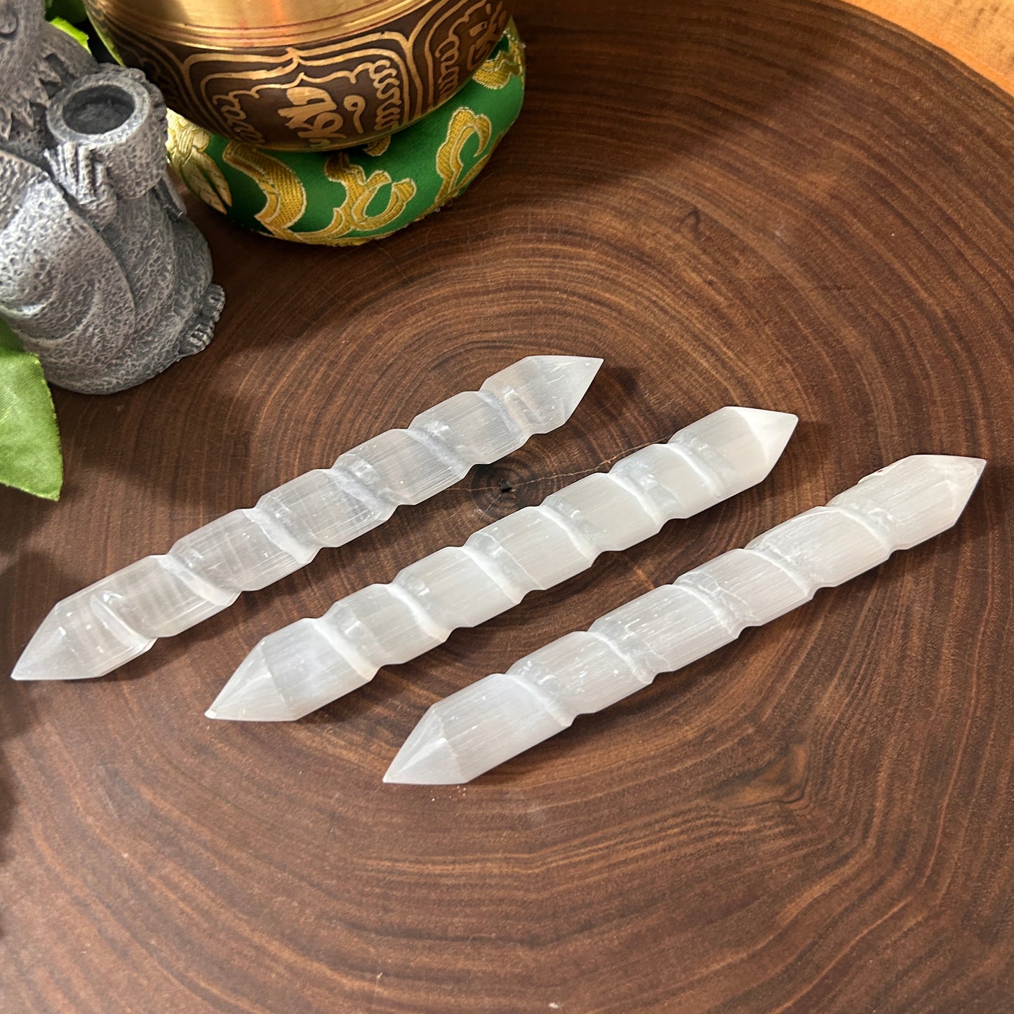 Selenite Double Terminated Spiral Point Wand