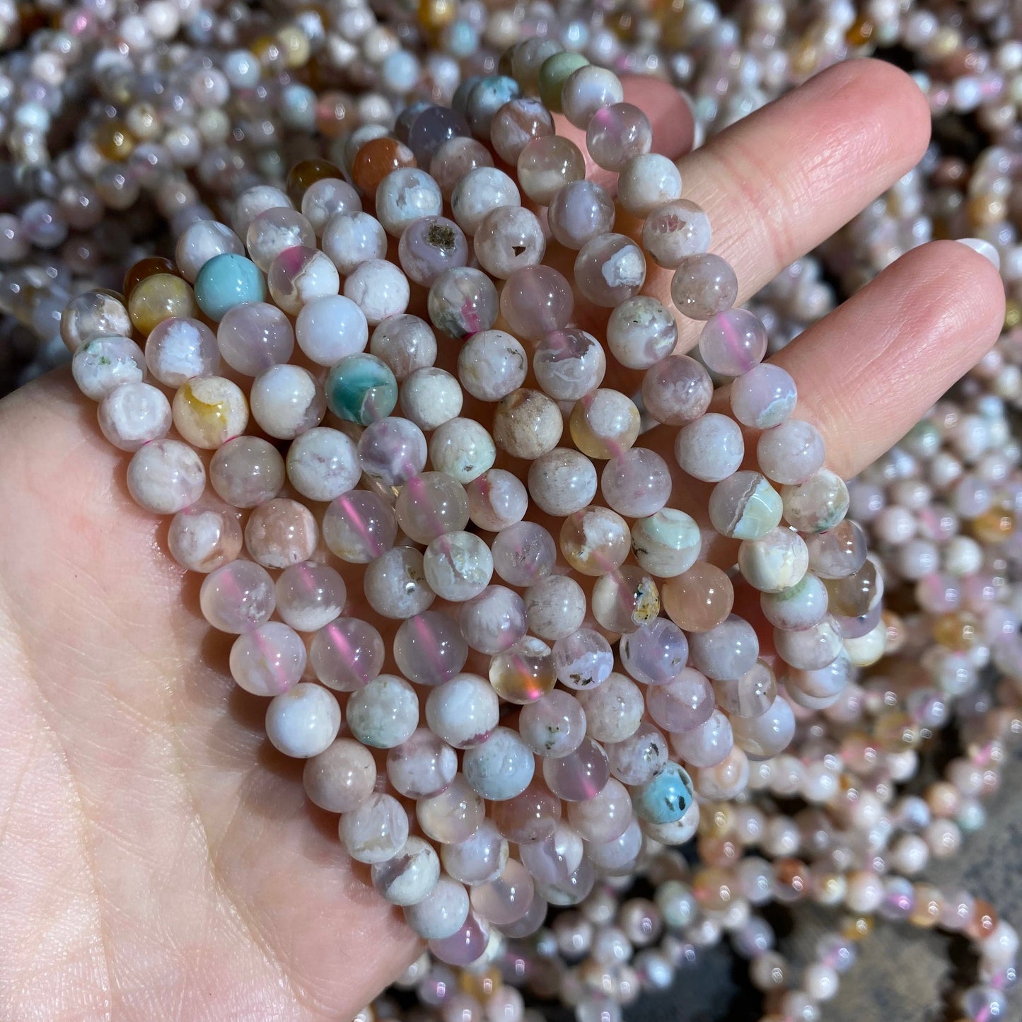 Flower Agate 6mm Stretch Bracelet