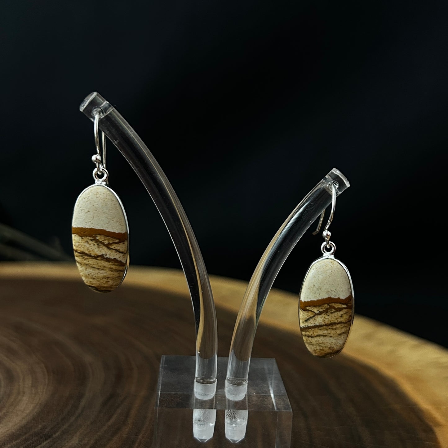 Picture Jasper Oval Earrings