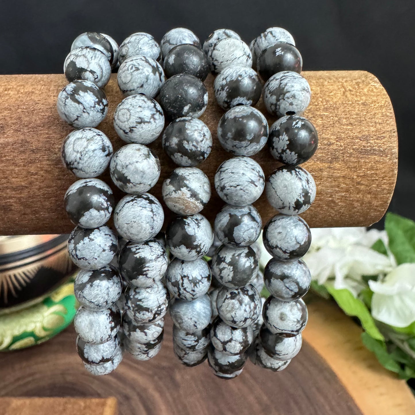 Snowflake Obsidian 8mm Stretch Bracelet