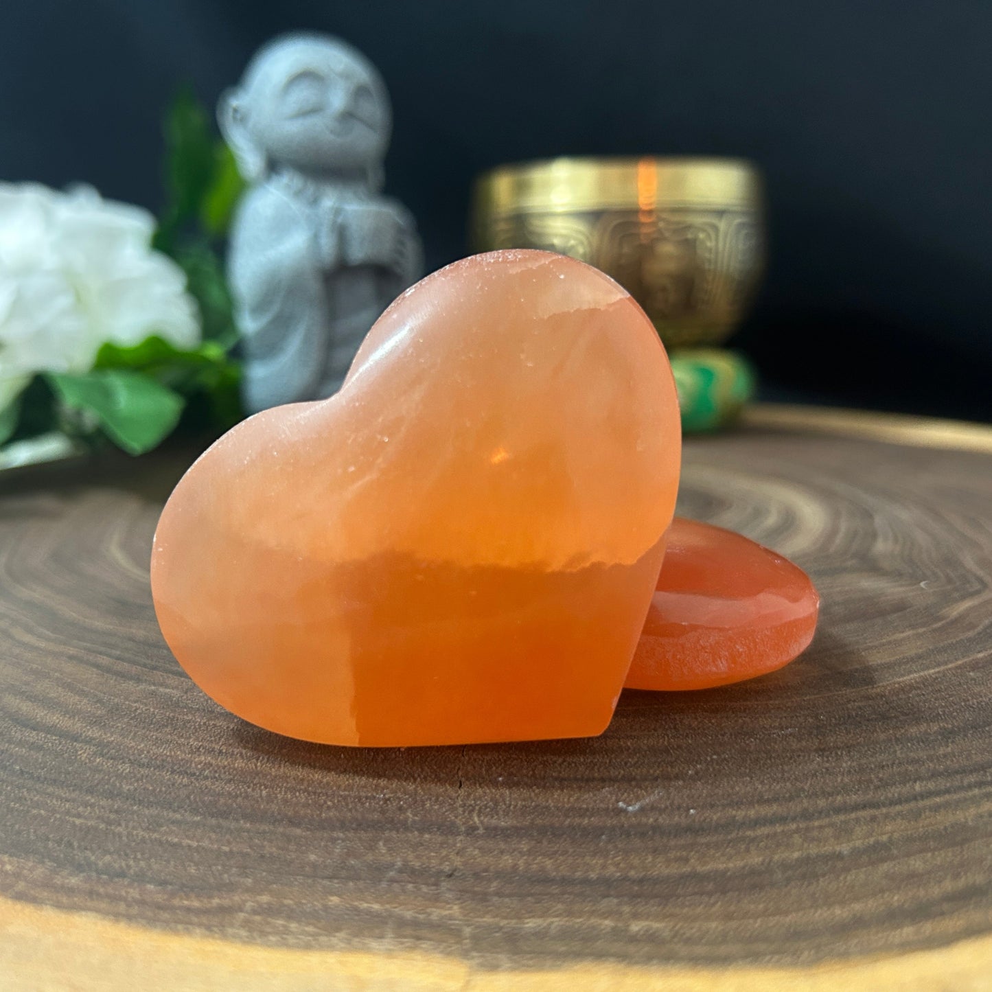 Peach Selenite Heart