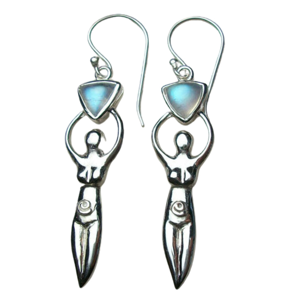 Rainbow Moonstone Goddess Earrings