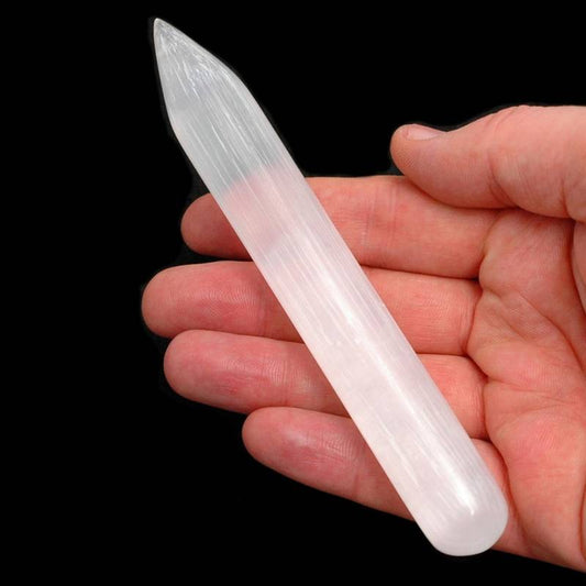 6" Smooth Selenite Wand w/Point