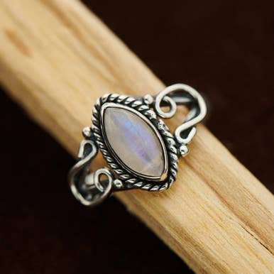 Moonstone Horseshoe Ring Size 7