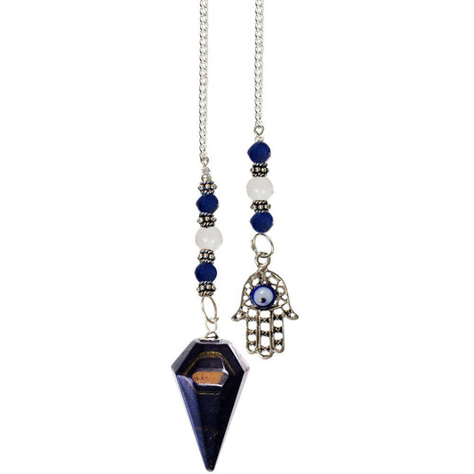 Pendulum - Hexagonal Blue Tiger Eye - Fatima Hand