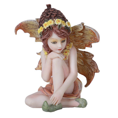 Small Sitting Fairy Statue w/Acorn Hat