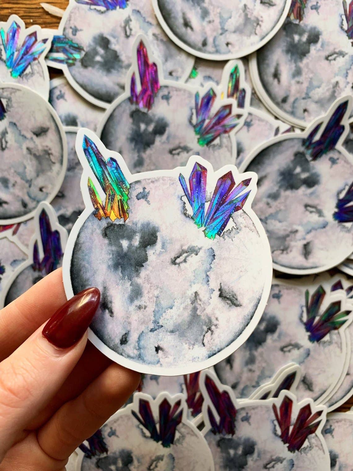 Gray Moon Holographic Sticker