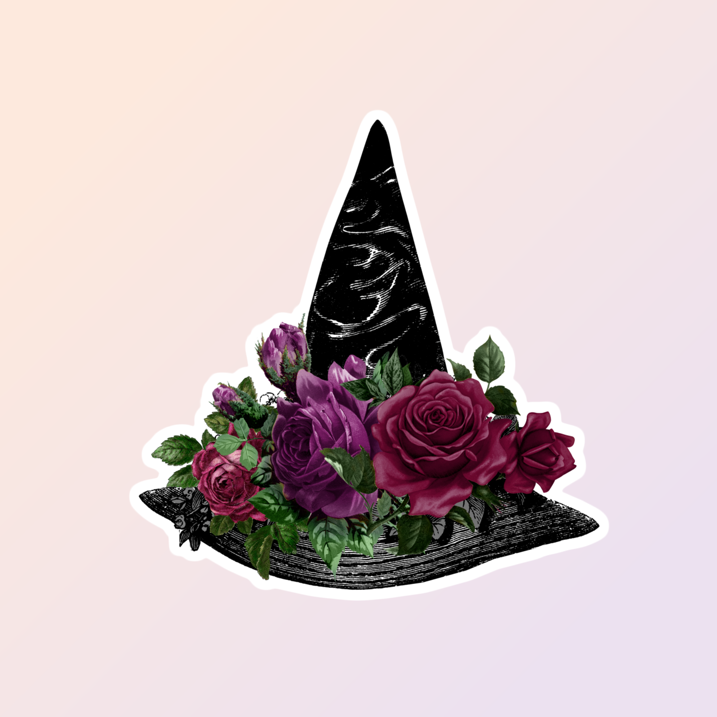 Floral Witch Hat Sticker