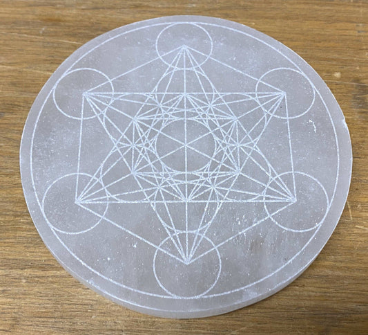 Metatron's Cube Selenite Charging Plate