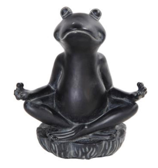 Green Meditating Frog Statue C/16