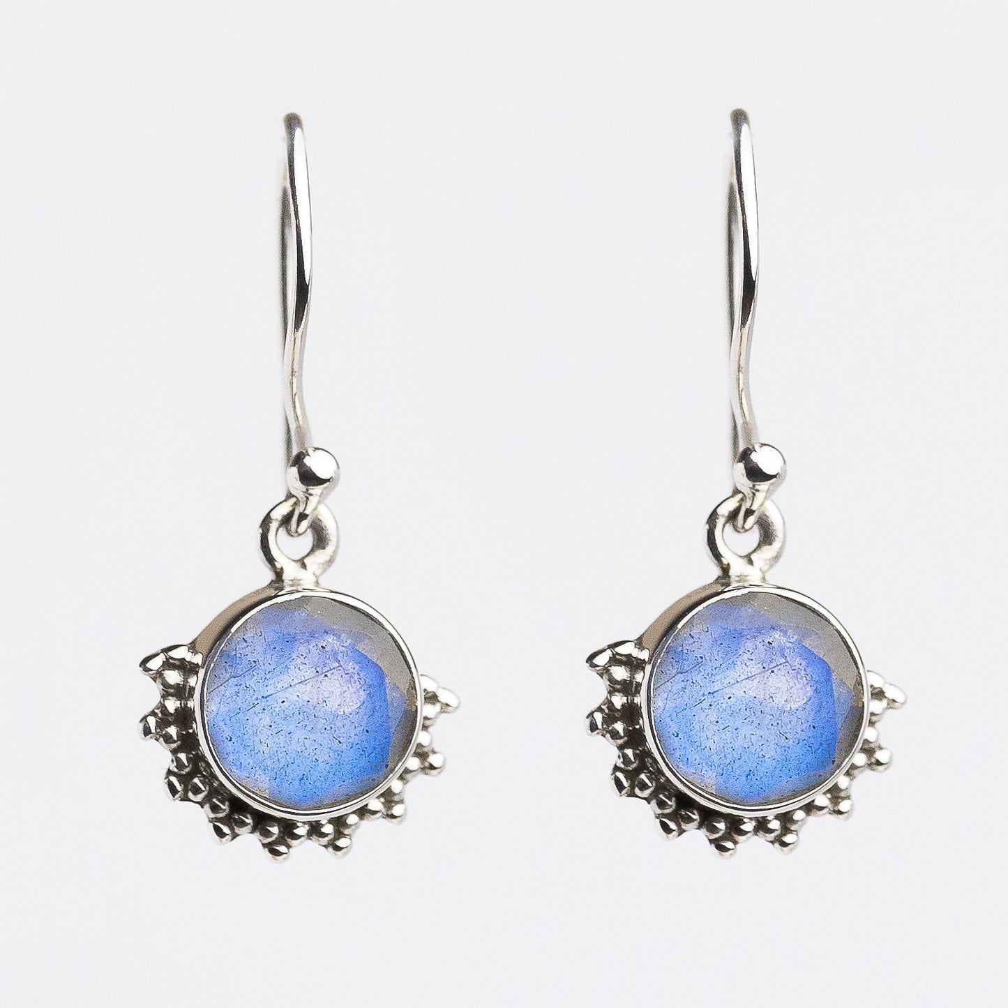 Rainbow Moonstone Tribal Shine Earrings - Round