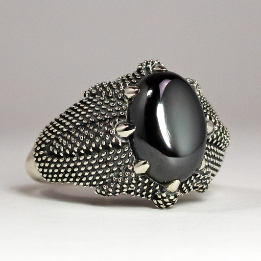 Hematite Dragon Claw Unisex Ring - Size 12