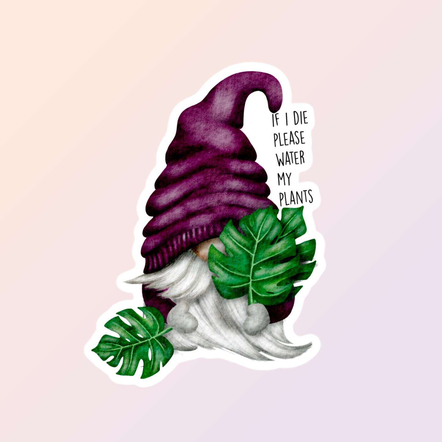 Gnome Monstera Leaf Sticker